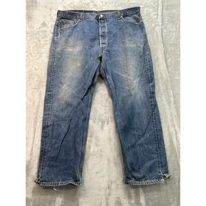 Levis 501XX 90's Y2K Jeans Mens Sz 42x30 Blue Button Fly Faded Distressed Read